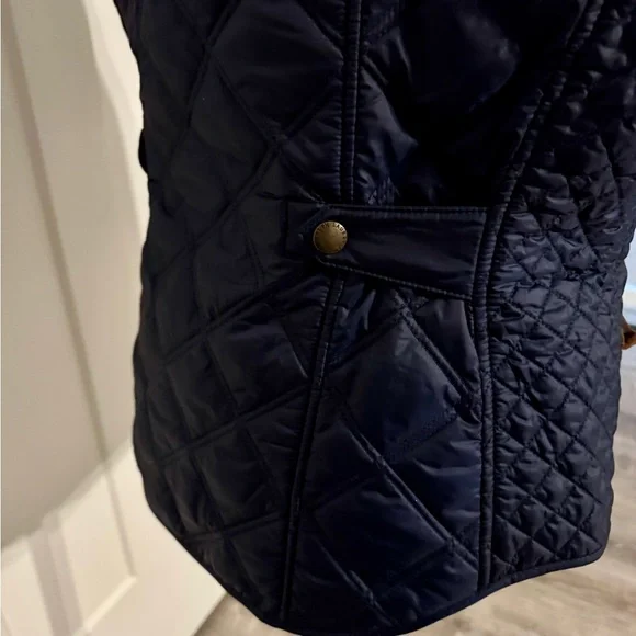 Polo Ralph Lauren, Navy Quilted Vest with Brown Trim - Picture 4 of 5